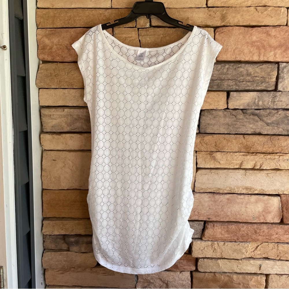 Alexa & Stella white sleeveless lightweight’s cinched cover up New Small